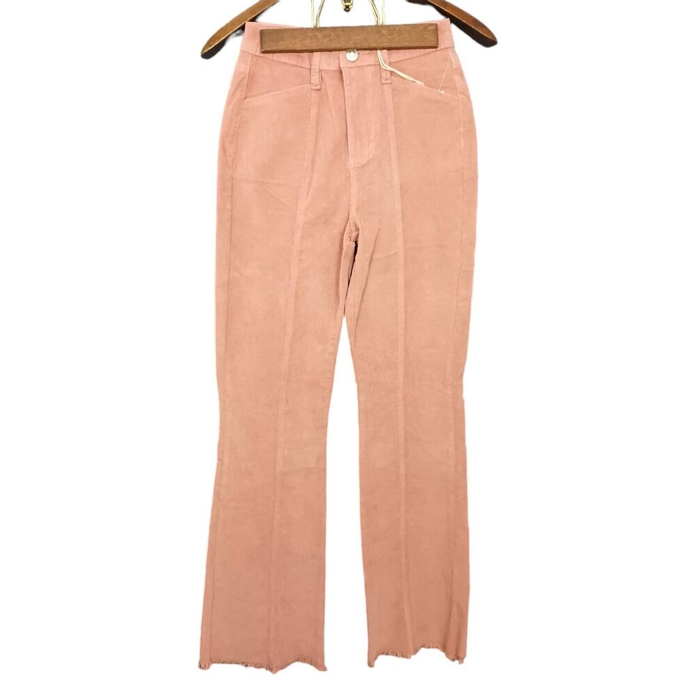 YMI Pants Womens 26 Juniors 3 Flare High Rise Corduroy Mauve Dusty Pink New